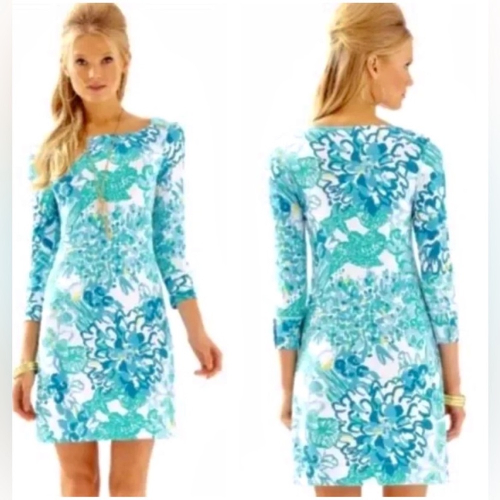 LILLY PULITZER Sophie Dress In A Pinch Print Boat Neck 3/4 Sleeves Sz XL